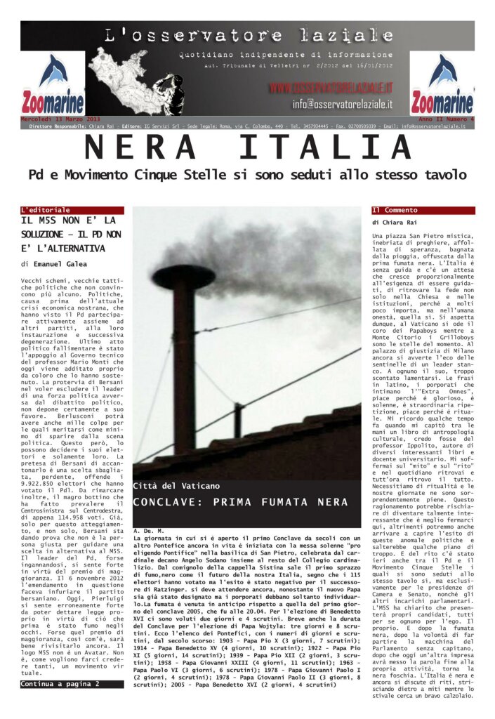 L'osservatore d'Italia edizione del 13 Marzo 2013